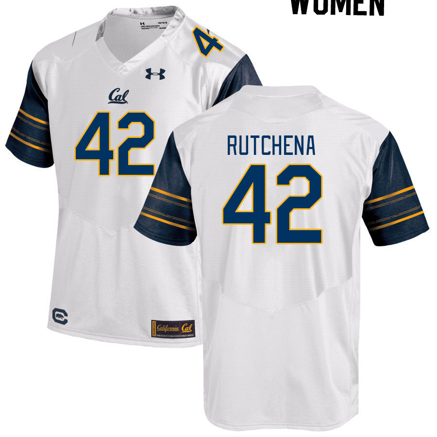 Women #42 Nate Rutchena California Golden Bears College Football Jerseys Stitched Sale-White - Click Image to Close
